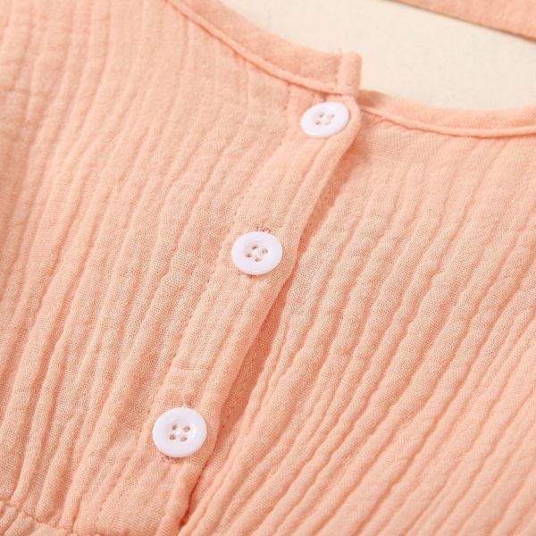 Wholesale baby summer Lace Ruffled muslin Buttons baby bodysuit with headwrap set