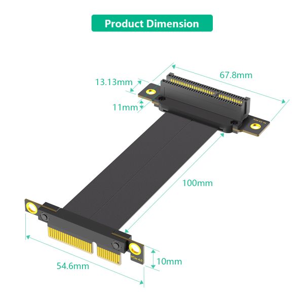 PCI Express 4.0 PCI-E Riser Cable with Dual Vertical 90 Degree Direction for High Speed Data Transmission
