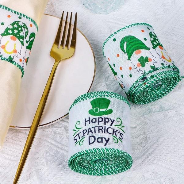 63mm Sustainable St. Patrick's Day Ribbon MSD Customized Wired Ribbon para a fita irlandesa