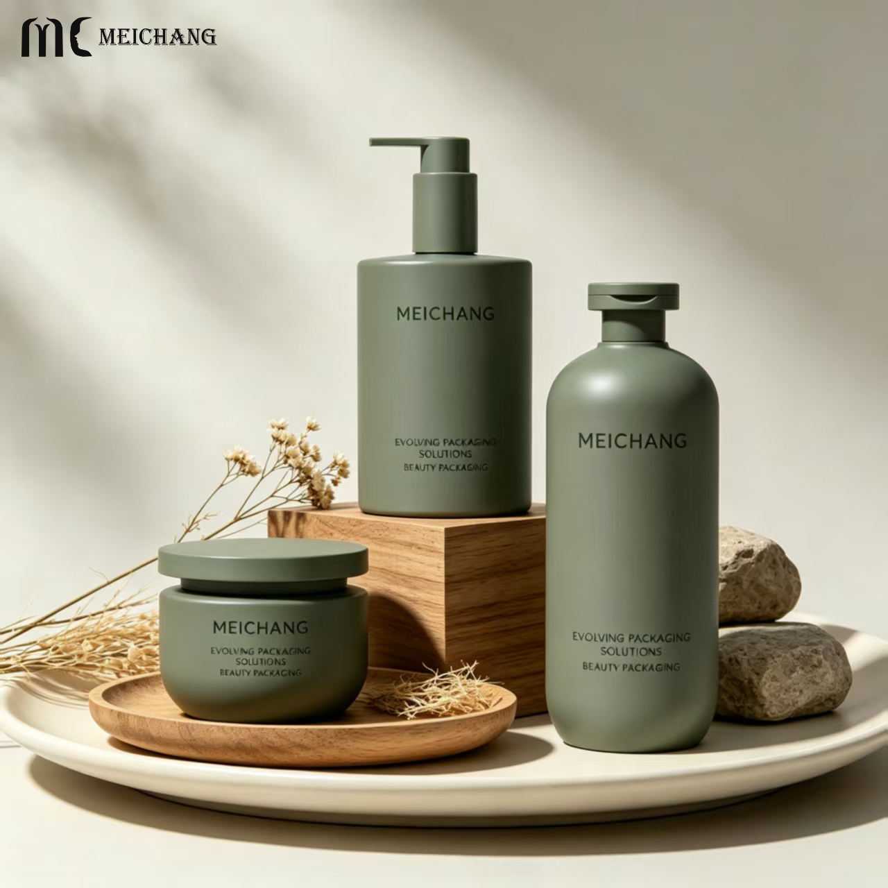 250/400/500ml Refillable PE Hair Care Packaging Set – Cylindrical Pump Bottle & Wide-Mouth Hair Mask Jar(MC-335)