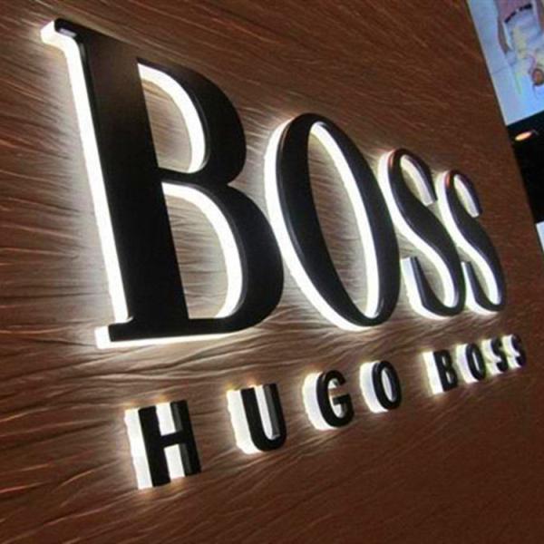 Factory Custom Gold Color Stainless Steel Shop Brand Studio Name Golden 3D Backlit Logo Sign