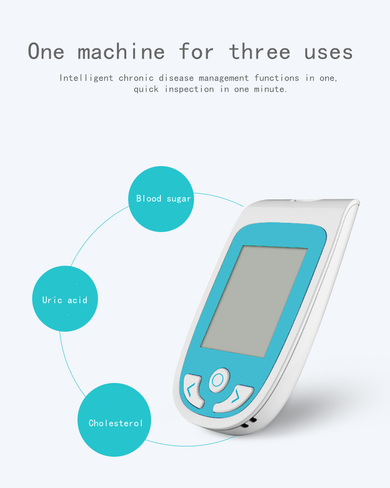 Wholesale Blood Glucose Cholesterol Uric Acid Meter 3-in-1 Multifunction Monitor