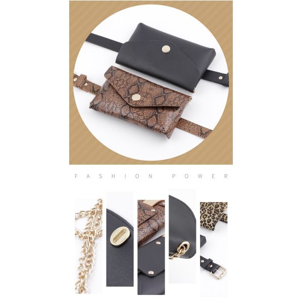 Waist Bag Female Girdle Leopard Stripe 2 In 1 Ladies Belt Bag Waist Bag Belt Mobile Phone Flap Leather Fanny Pack