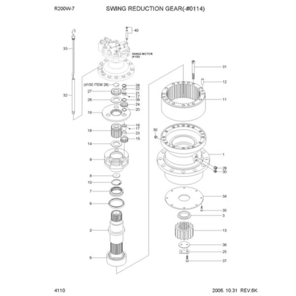 31N6-10150 31N6-10180 Swing Gearbox Swing Reducer Slew Gearbox for Hyundai R210LC-7 Excavator Reduction