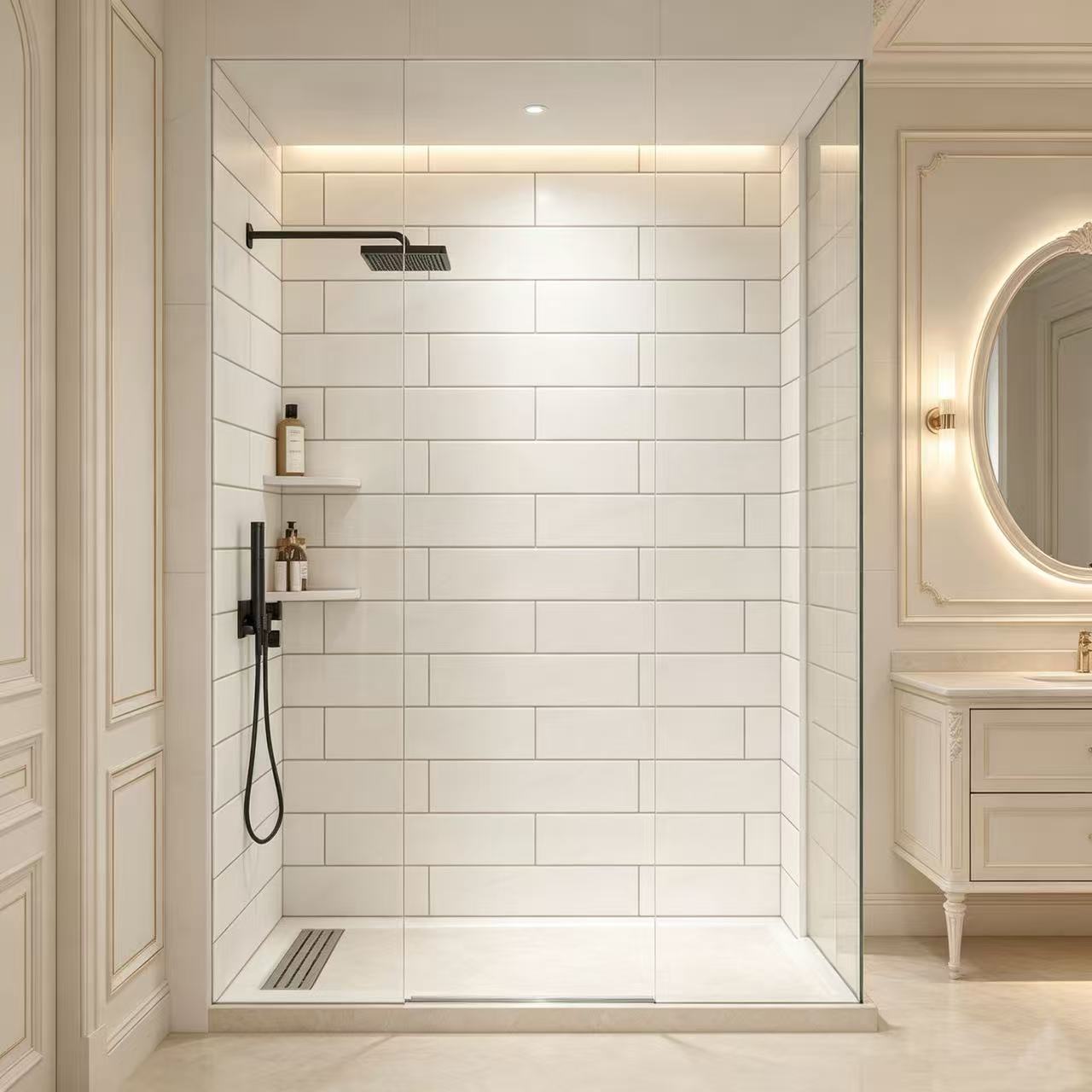 Custom Solid Surface Wall Panel Shower Surrounds Water Resistant 4x8