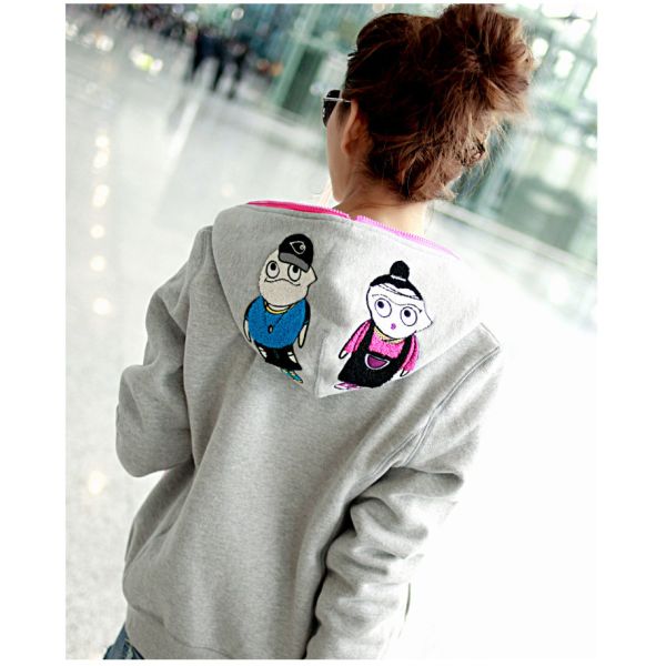 Женщины/фуфайки дам с капюшоном, промелькивают переднее Gery, желтый цвет, голубой