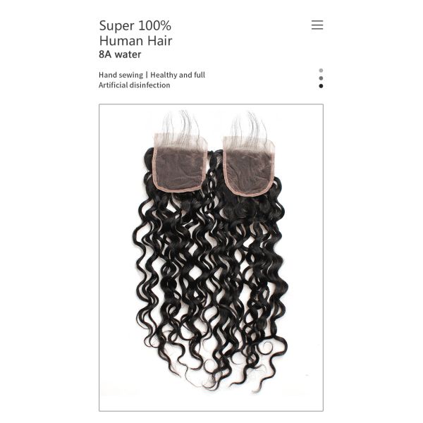 Fine Hand Tie 8A 10 inch Remy Human Hair Closure Water Wave 25.4cm