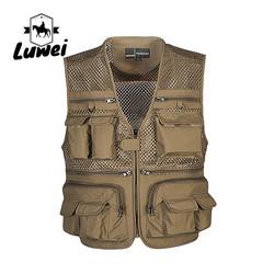 Summer Designer Casual Biker Multi-pocket Mesh Utility Breathable Sleeveless Fishing Plus Size Men's Vests & Waistcoats