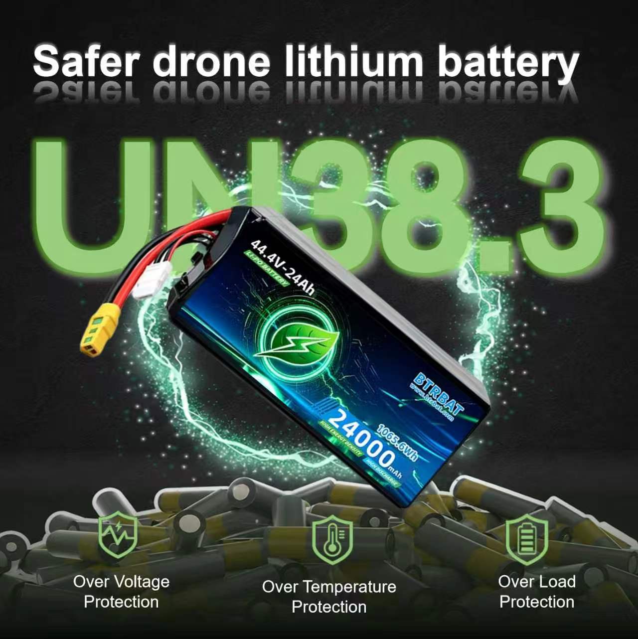 44.4 Volt 39Ah 12S High Performance Lithium Battery 3C Continuous Discharge Rechargeable Power Storage Battery Pack Compact Size 5.3KG Factory Direct Wholesale For Industrial Drone Applications