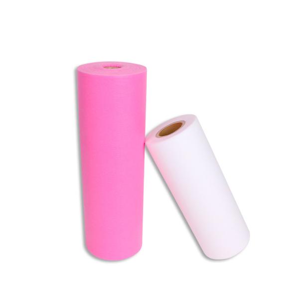 Rolo não tecido macio da folha de cama dos SS no rosa 30gram branco não tecido para o salão de beleza