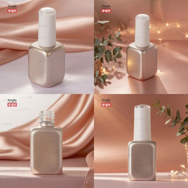 Bouteille carrée en verre de 19 ml avec logo personnalisé pour l'emballage cosmétique de vernis à ongles en gel