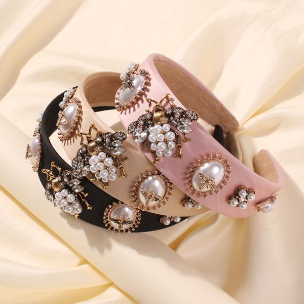 Europe American personality creative bee headbands Baroque court style pearl glass drill accessories