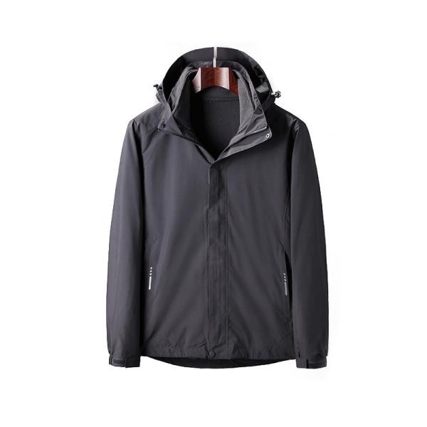 Full Zip Outdoor Windbreaker Jacket Winter Snow Coat Men'S Hooded Jacket With Pockets