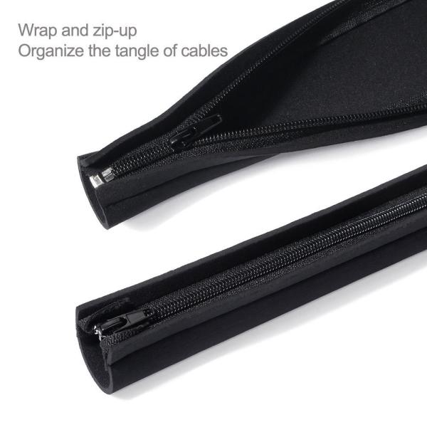 Black 19 - 20 inch Flexible Cable Management  Under Table Cable Organizer for TV / Computer