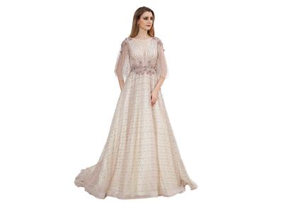 Unique Design Butterfly Half Sleeve Muslim Party Ball Gown For Debut / Banquet