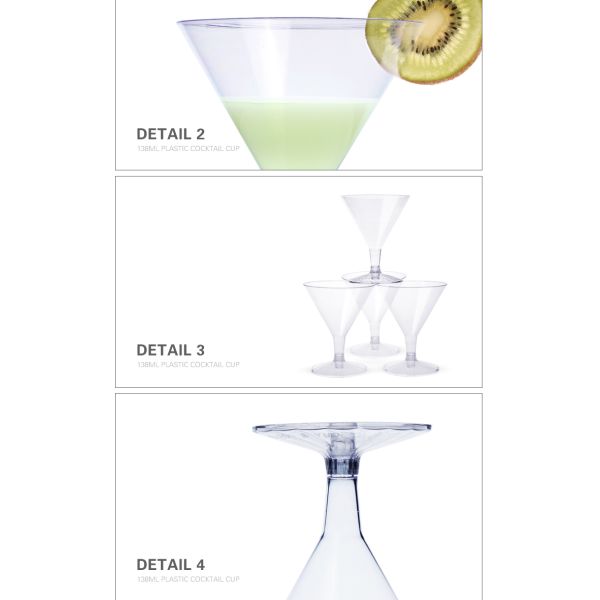 Wholesale disposable PS plastic 138ml cocktail cup for party wedding