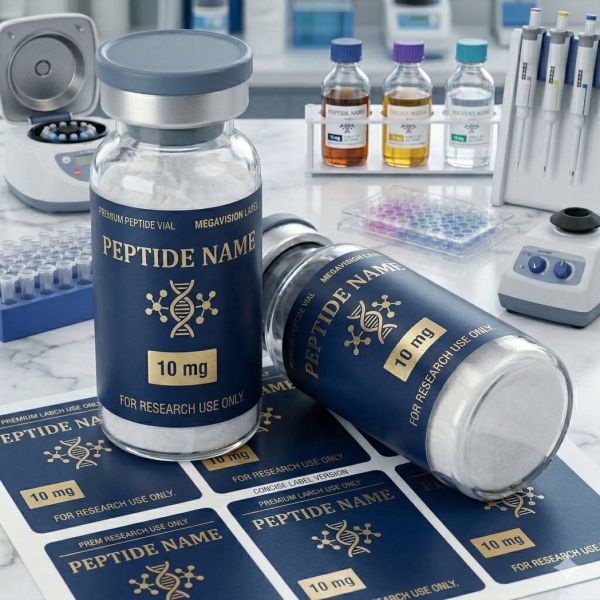 High Quality Custom 3ml 10ml Durable Adhesive Laminate Peptide Vial Bottle Labels Custom Premium Packaging Sticker Labels