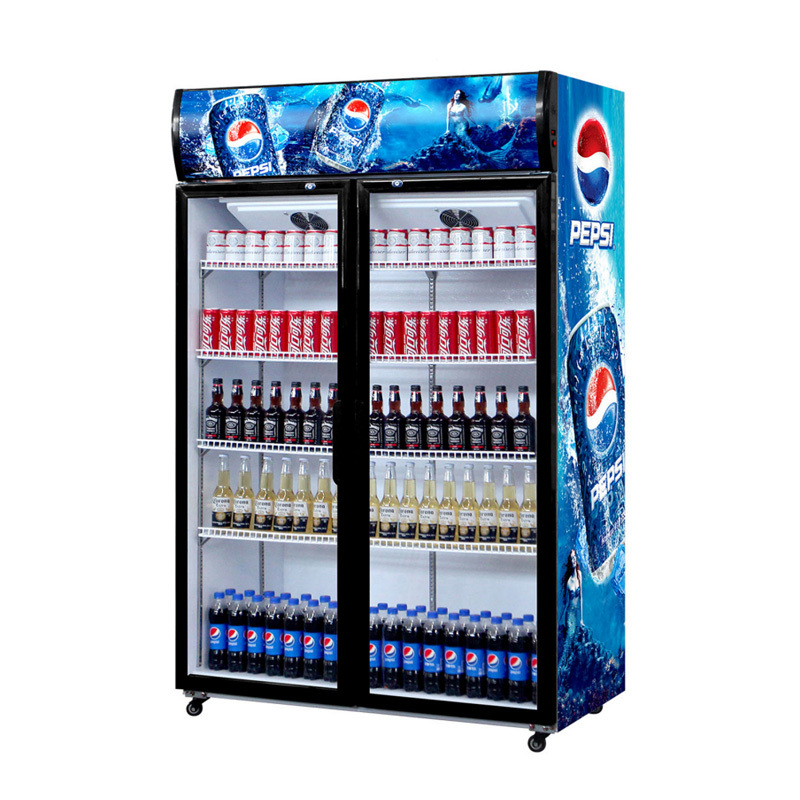 1200L Upright Triple Glass Door Refrigerator with Digital Thermostat and Air Cooling System