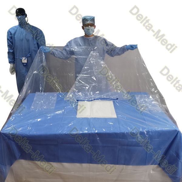 Vertical Isolation Pack Disposable Surgical Packs With Transparent Polyethylene Drape