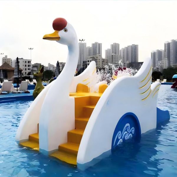 Swan Shape Water Park Slide Corrosion Resistant Non Toxic