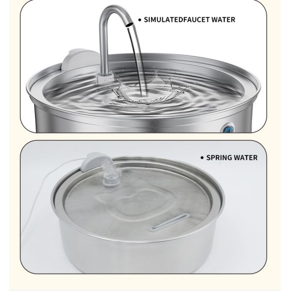 Stainless Steel Large Capacity Drinking Fountain Bowl 4L For Cats And Dogs