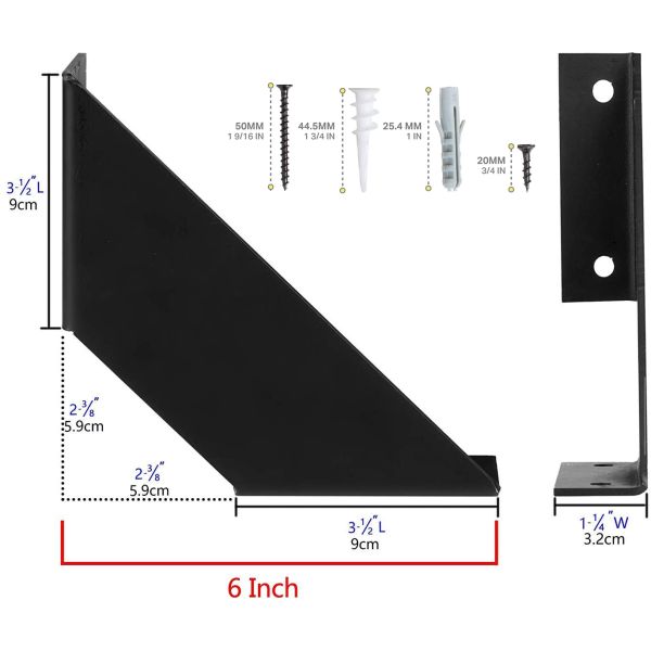 Fixed Support Heavy Duty 90 Degree Angle Design Wall Mounted White Metal Shelf Bracket