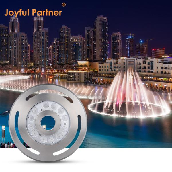 Luz de fuente submarina IP68 12W 24W 36W Blanco cálido azul RGB Acero inoxidable 316L con diámetro 285mm
