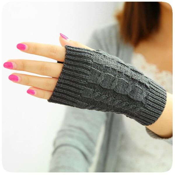 Pineapple Dot Women Knit Warm Winter Gloves Crochet Hand Warmers Computer Mittens