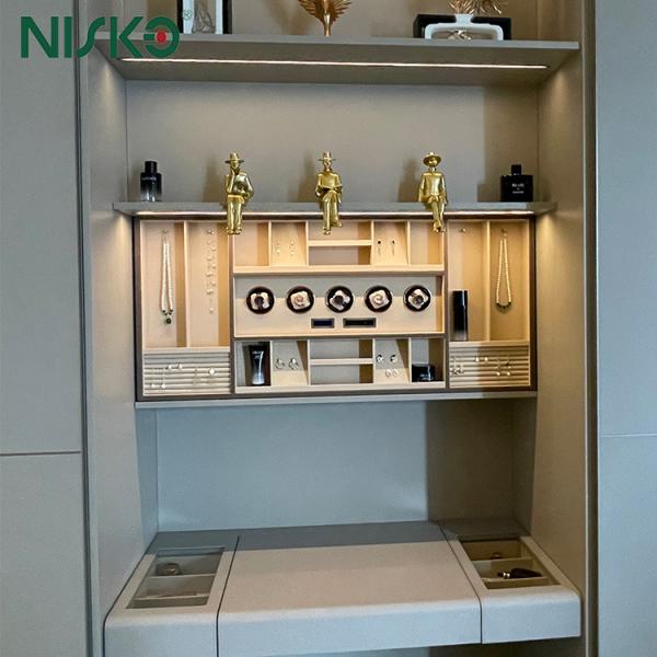 Wardrobe Jewelry Display Box Electric Lift Up With LED Light