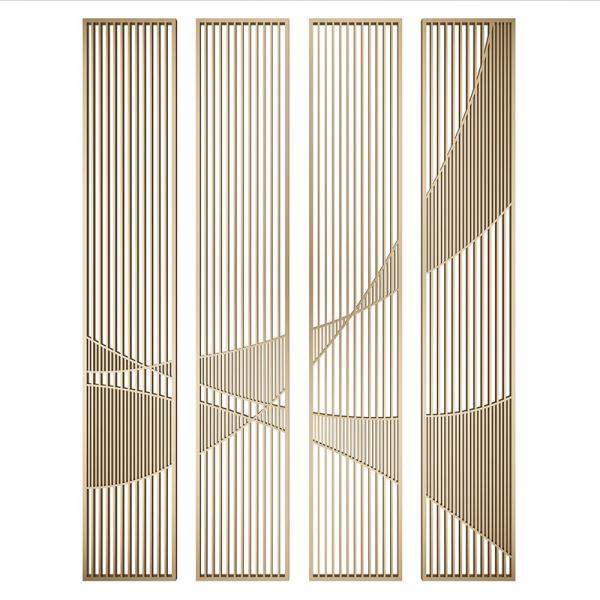 Gold Metal Curtain Room Divider Stainless Steel Bright Living Room Decorative Partition
