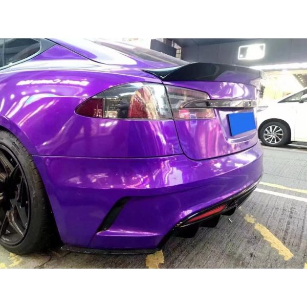 PD Style Tesla Model Body Kit Front Rear Bumper Side Skirt Diffuser Spoiler Black