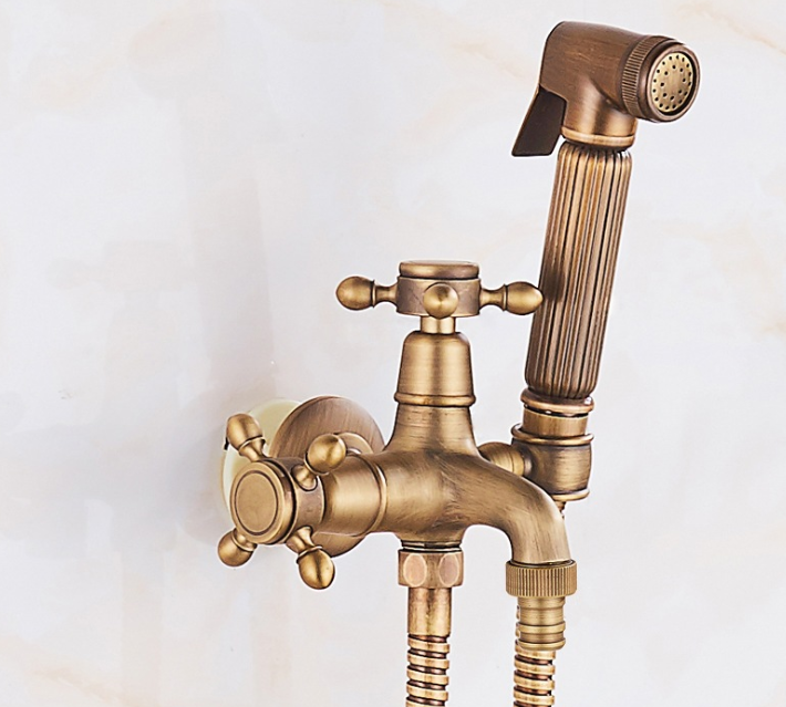 Antique Bronze Tap 45mm Outdoor Water Tap And Sprayer