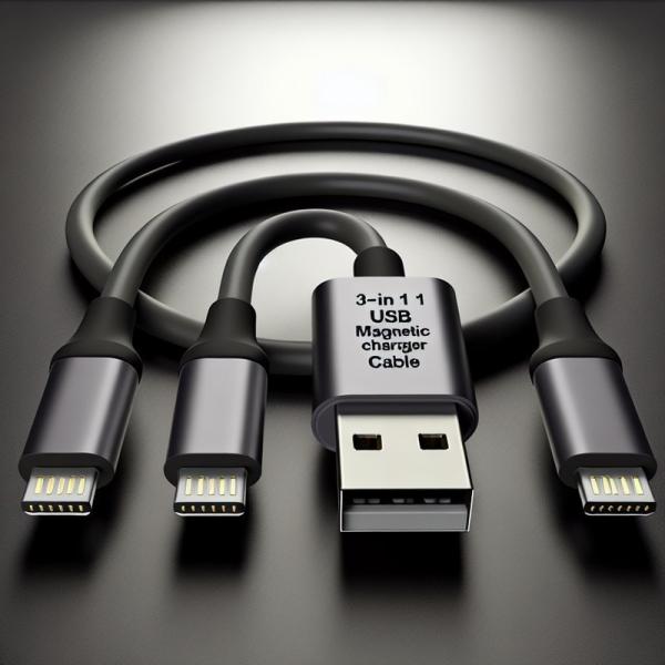 3-in-1 Magnetic USB Cable Nylon Braid Micro Type C 8 Pin
