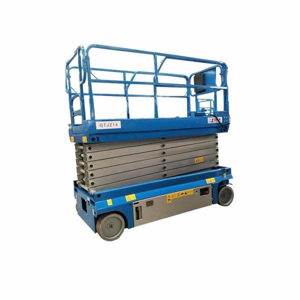 One Man Aerial Work Portable Scissor Lift , Scissor Hydraulic Lift High Safety