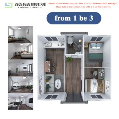 Maison de conteneurs préfabriquée mobile 20ft 40ft Double aile de luxe minuscule