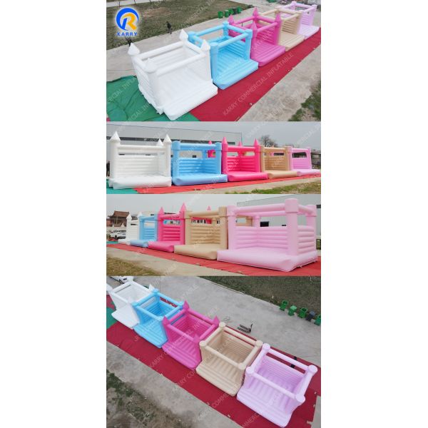 Amusement Park Wedding Rentals White Jumping Castle Inflatable Bouncer House with Blower