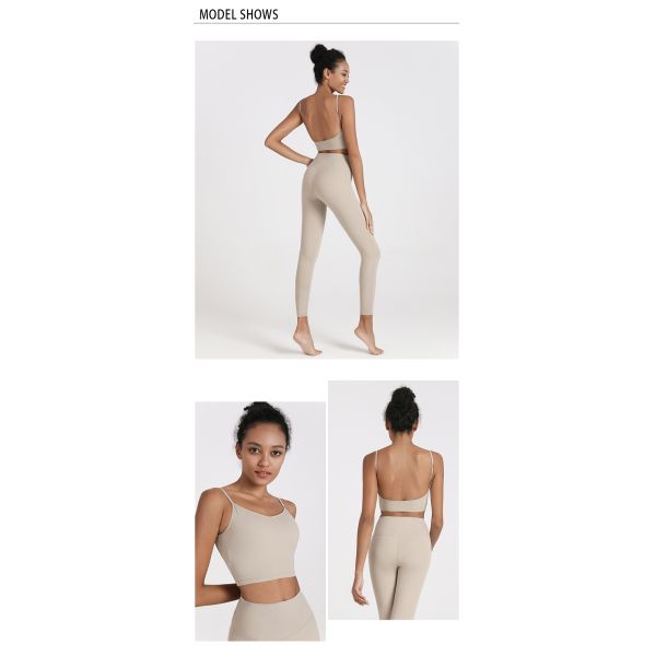 Quick Drying 2 Piece Yoga Outfit Moisture Wicking Nude Women'S Yoga Clothing Set