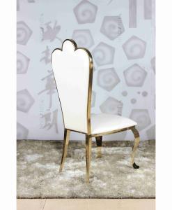 White PU wholesale banquet chairs wedding stainless steel gold chair