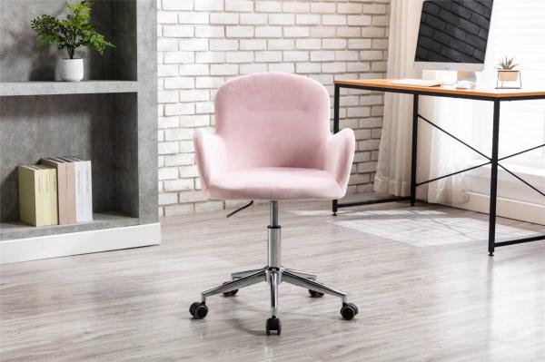 Peach Color Five Star Base Living Room Office Chair With Casters
