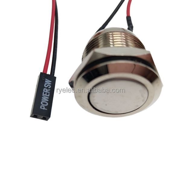 IP65 19.2 mm Panel Mount 12v SPST Momentary Push Button Switch with 2Pin Dupont and 50cm Cable