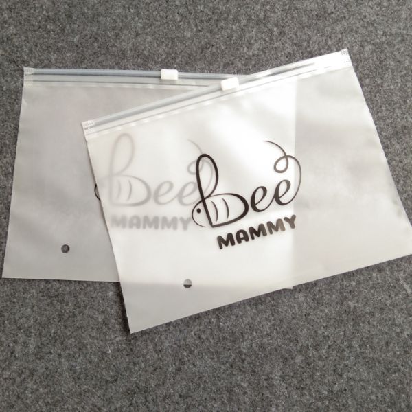 printing waterproof frosted pvc plastic bra bag,vinyl EVA PVC travel apparel package storage bag zip slider with string