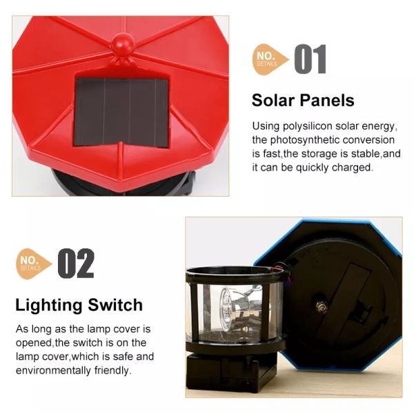 Decoration Intelligent Induction Outdoor Lighthouse Solar Light With Rotating Light
