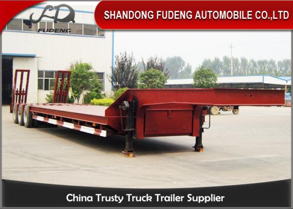 50 tonne Gooseneck low bed semi truck trailer for heavy equipment transport
