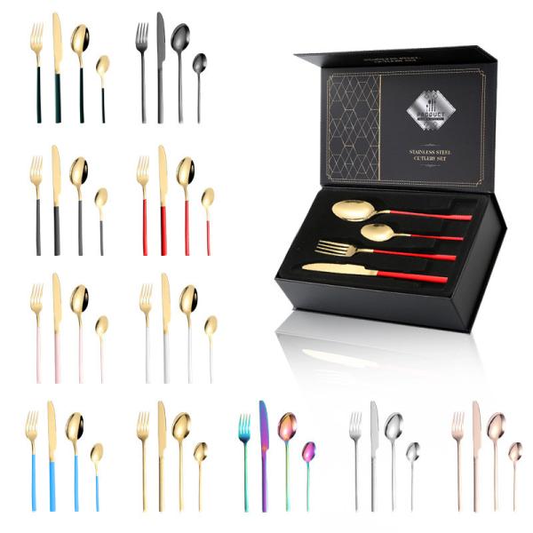 Elegantes talheres de aço inoxidável 24 Pcs Espelho Polonês Português
