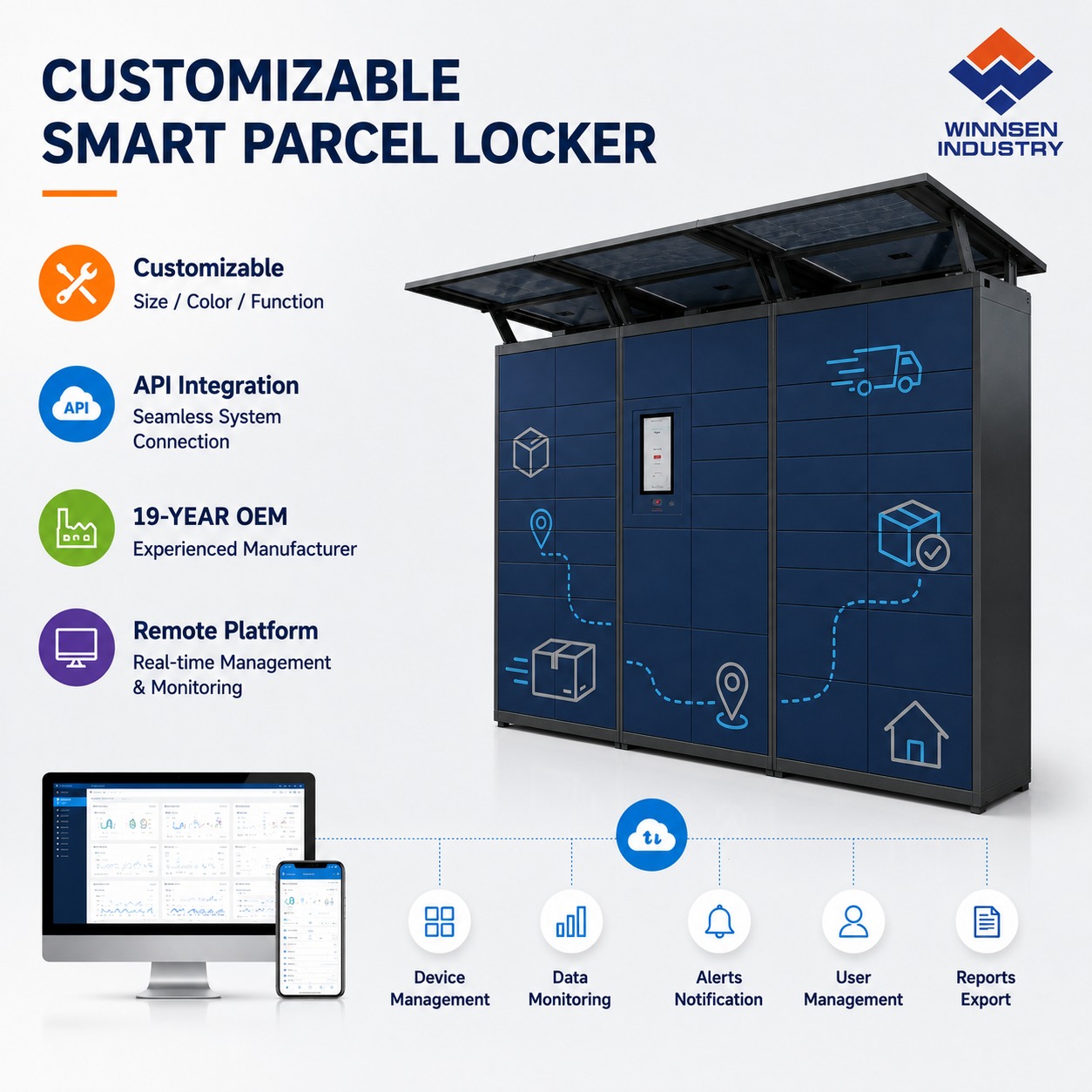 Winnsen Smart Parcel Locker with Cloud Remote Management, 15.6