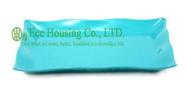Eco-friendly Bamboo Fiber Tray, Bamboo Fiber Rect Wavy Tray, Blue and Yeallow colors