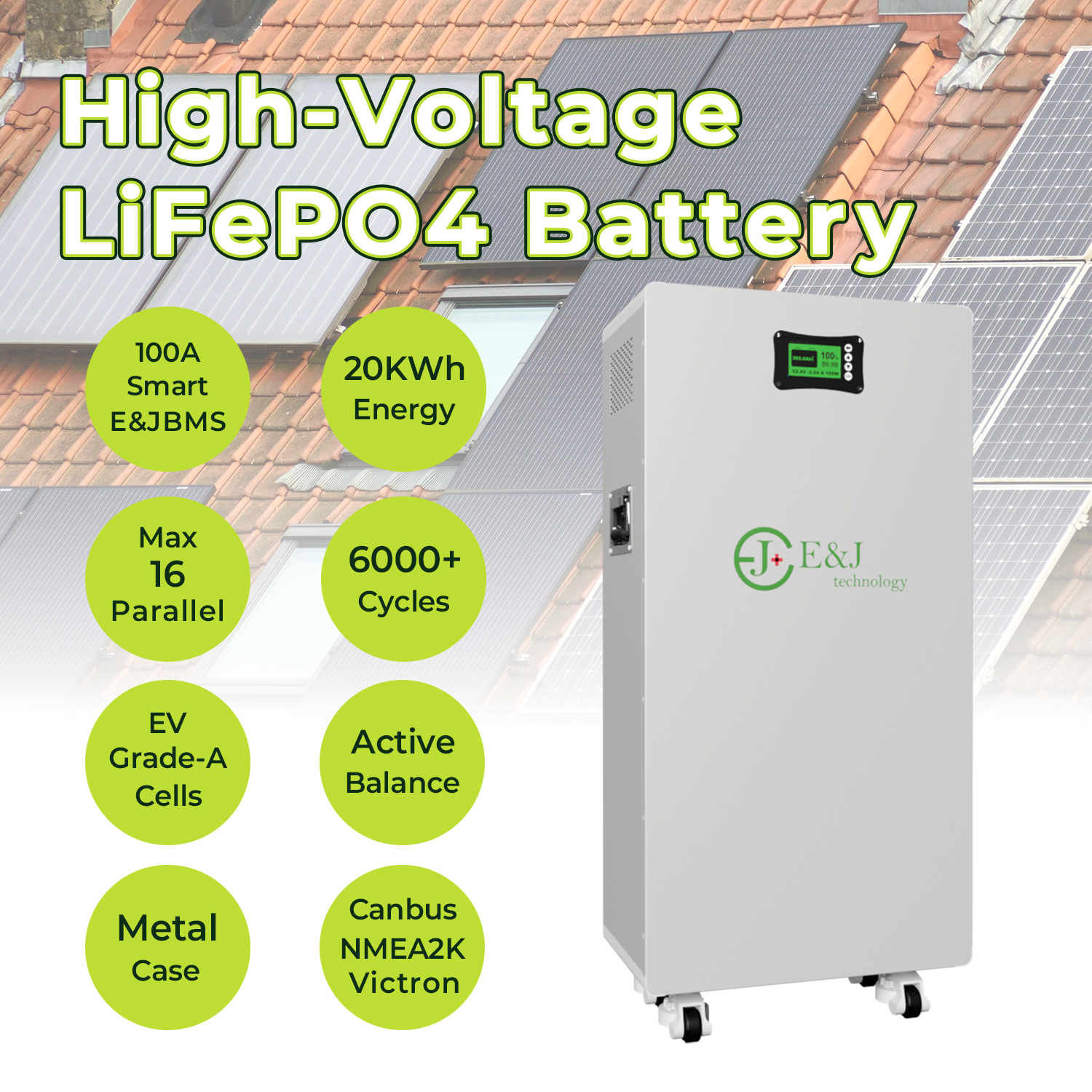 48V 392Ah 20kWh Solar Battery Cabinet Type LiFePO4 ESS Compatible With Deye Victron Growatt Inverters Floor Mounted Lithium