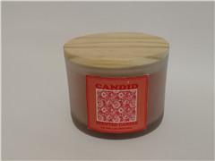 Home scented candle with Sugar  Strawberry fragrance &decorative wooden lid and printed label