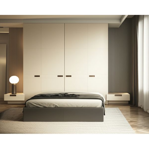 ENF Grade Particleboard Shaker Style Closet Doors With Aluminum Frame And 1mm PVC Finish