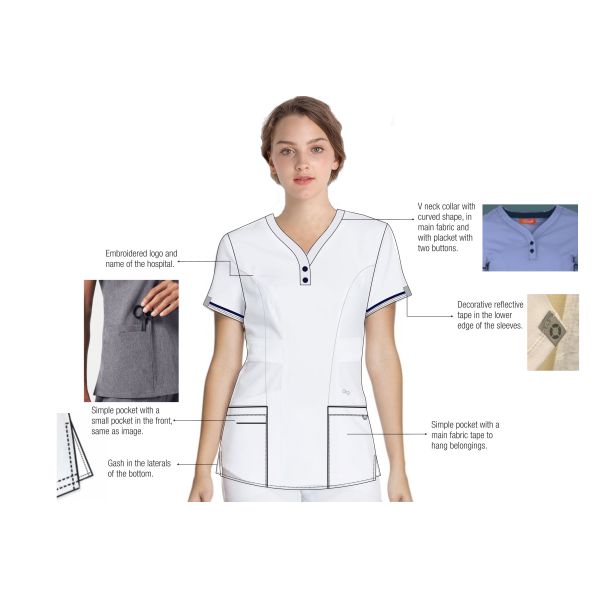 Подгонянное свободное от Морщинк короткой медсестры 42% полиэстер рукава медицинское равномерное противомикробное